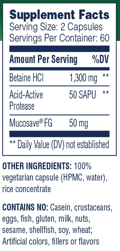 Betaine HCL 120 Capsules Enzyme Science