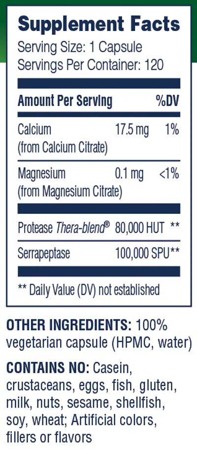 Serrapeptase Pro 120 Capsules Enzyme Science