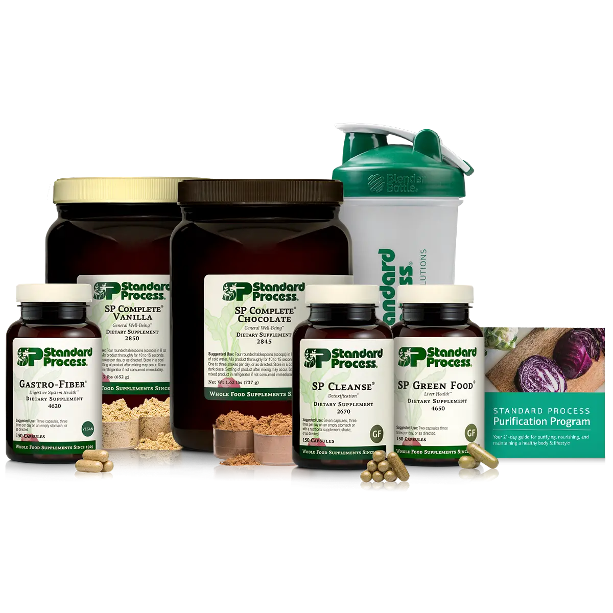 Purification Product Kit, 1 Kit with SP Complete® Chocolate, SP Complete® Vanilla and Gastro Fiber® Standard Process Inc