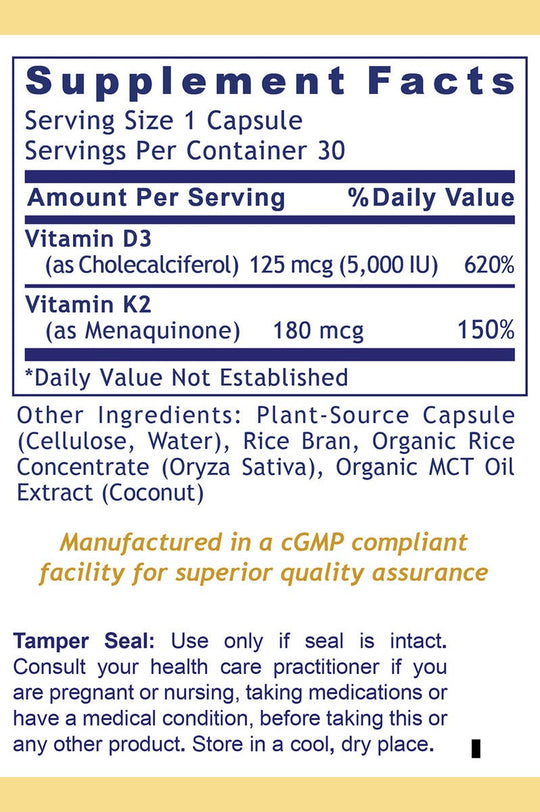 Vegan D3/K2 Capsule, Premier (30 caps)