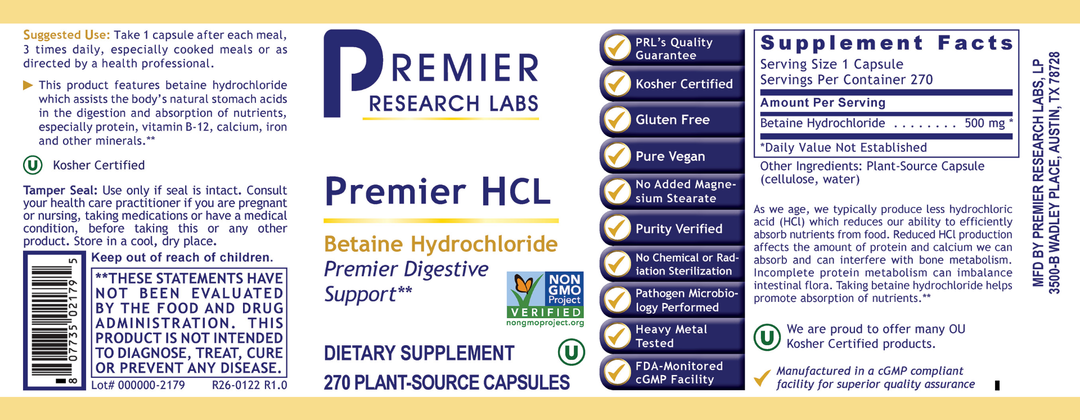 HCL, Premier - 270 capsules