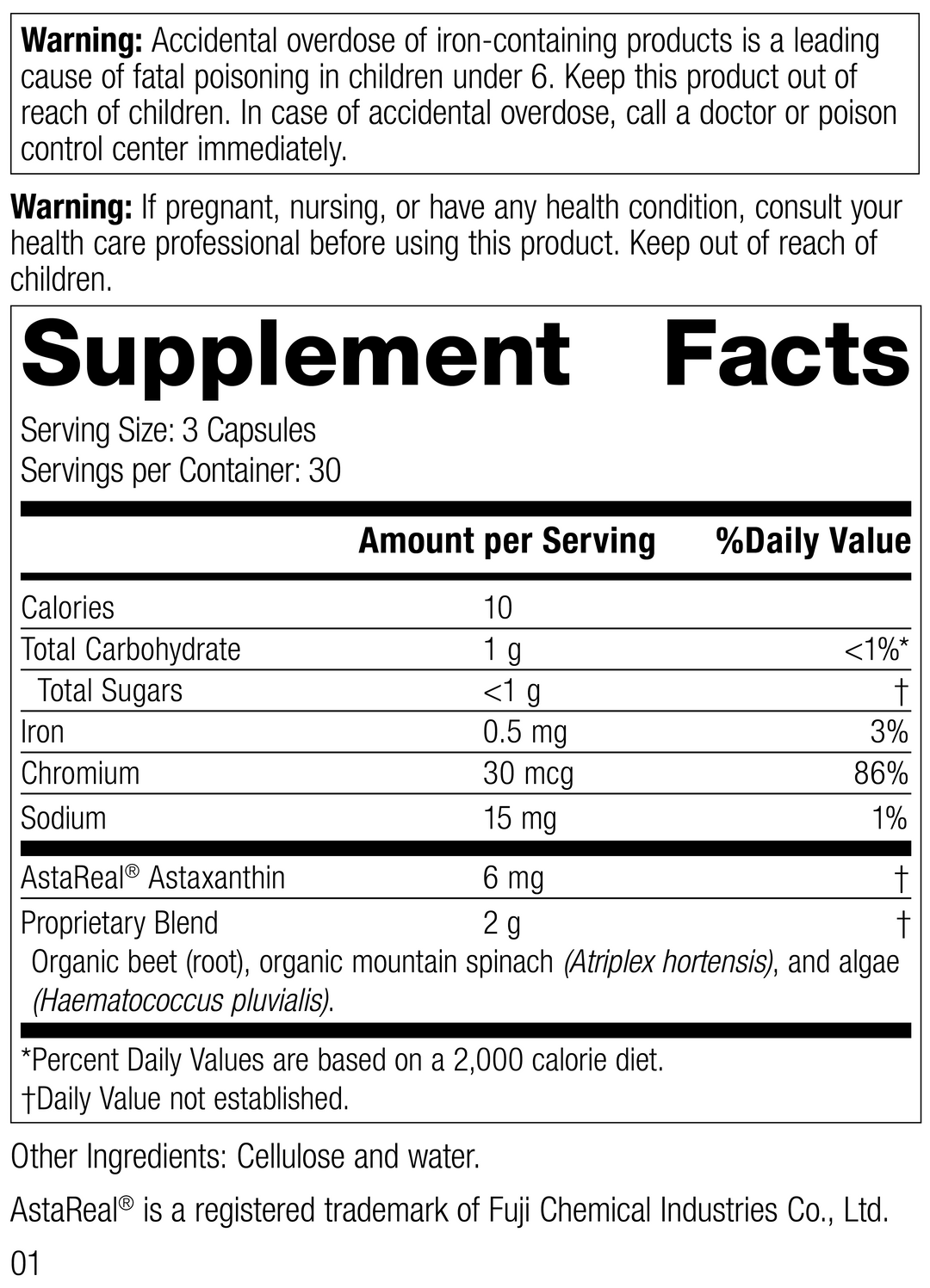 Rev 01 of Nutrition Label