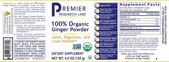 100% Organic Ginger Powder, Premier