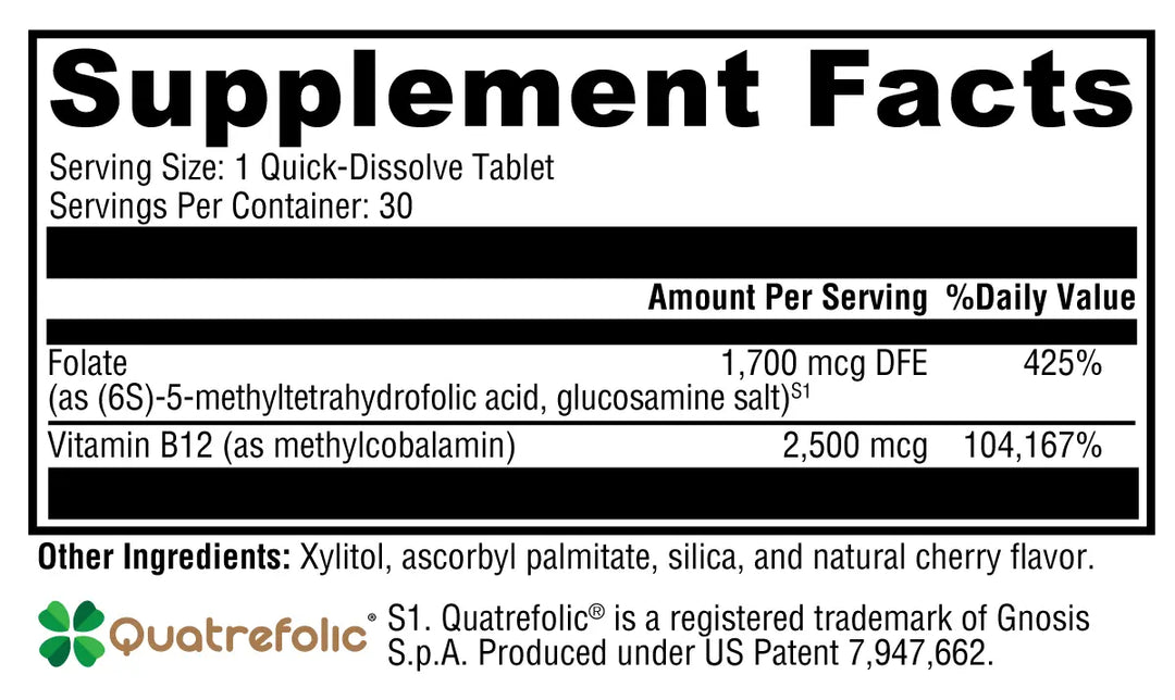 5-MTHF Plus B12 Cherry 30 Tablets XYMOGEN