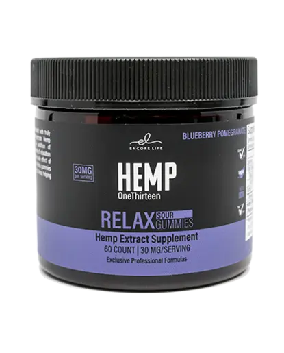 HEMP OneThirteen Relax Sour Gummies Blueberry Pomegranate 60 Gummies