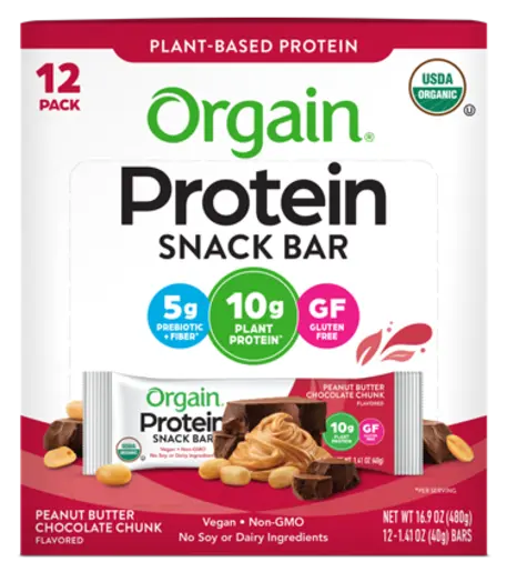 Organic Protein Snack Bar Peanut Butter Chocolate Chunk 12 Bars