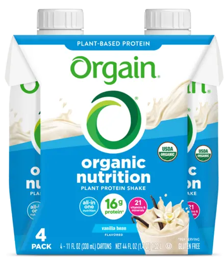 Vegan Organic Nutrition Shake Sweet Vanilla Bean 4 Pack