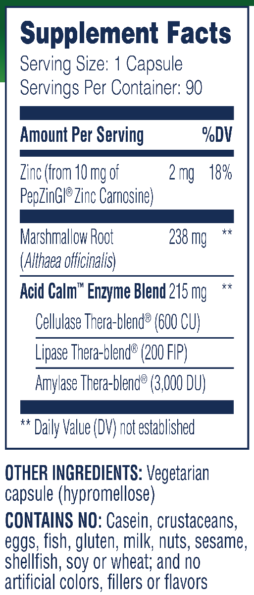 Acid Calm 90 Capsules Enzyme Science