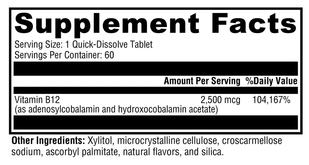 Adeno+Hydroxo B12 Natural Fruit Punch Flavor 60 Tablets XYMOGEN