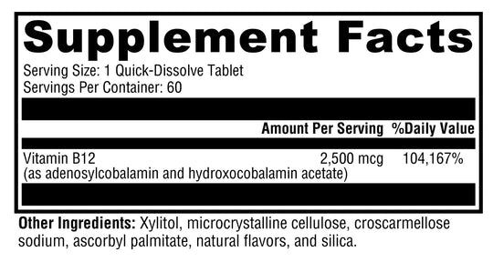 Adeno+Hydroxo B12 Natural Fruit Punch Flavor 60 Tablets XYMOGEN