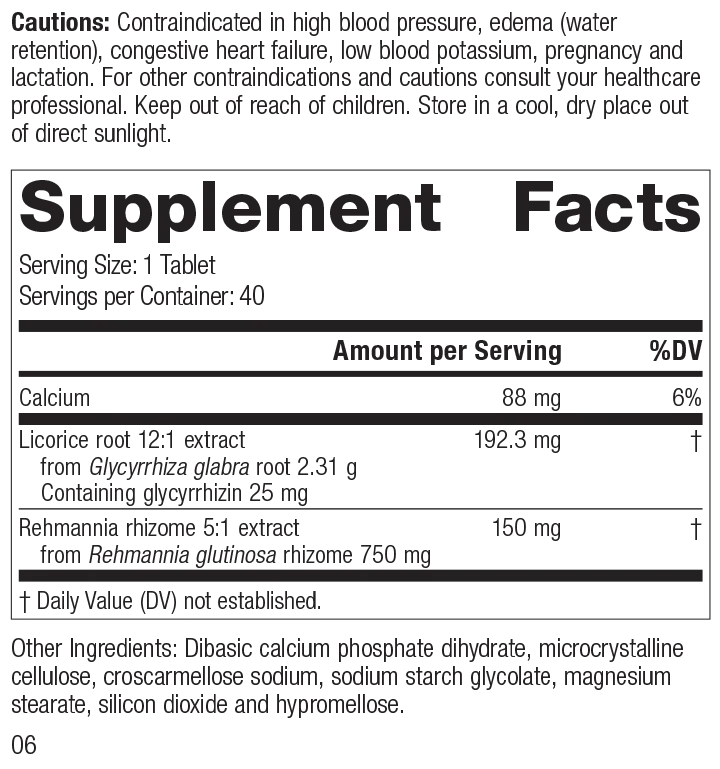 Adrenal Complex, 40 Tablets, Rev 05 Supplement Facts