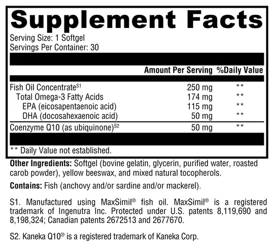 CoQmax™ Omega 50 mg 30 Softgels XYMOGEN