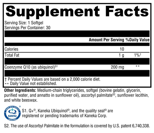 CoQmax™ Ubiquinol 200 mg 30 Softgels XYMOGEN