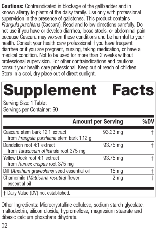 Colax, 60 Tablets Rev 01 Supplement Facts