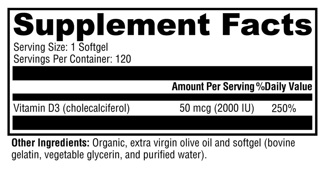 D3 2000 120 Softgels XYMOGEN