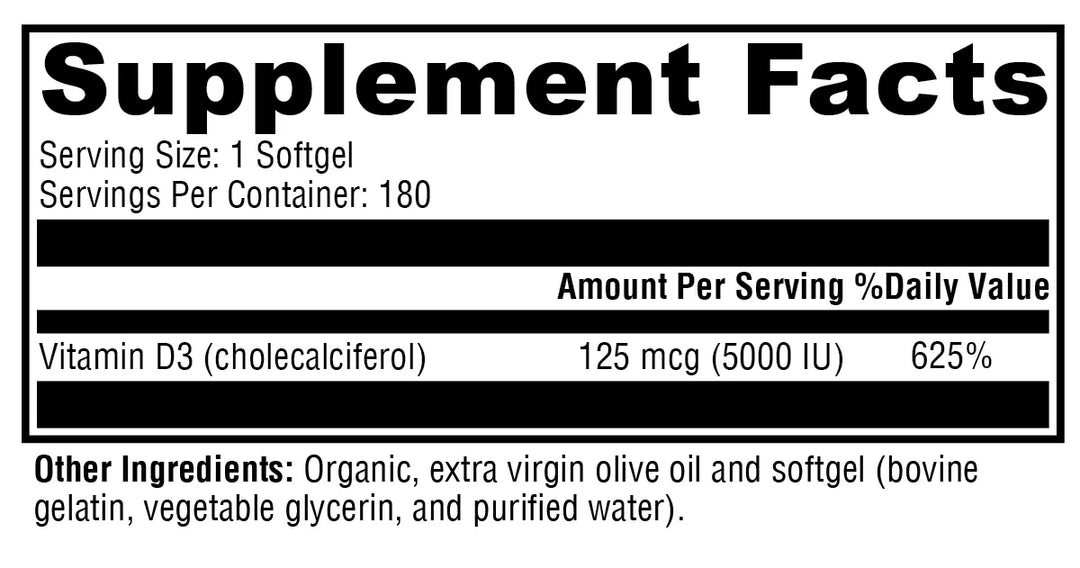D3 5000 180 Softgels XYMOGEN