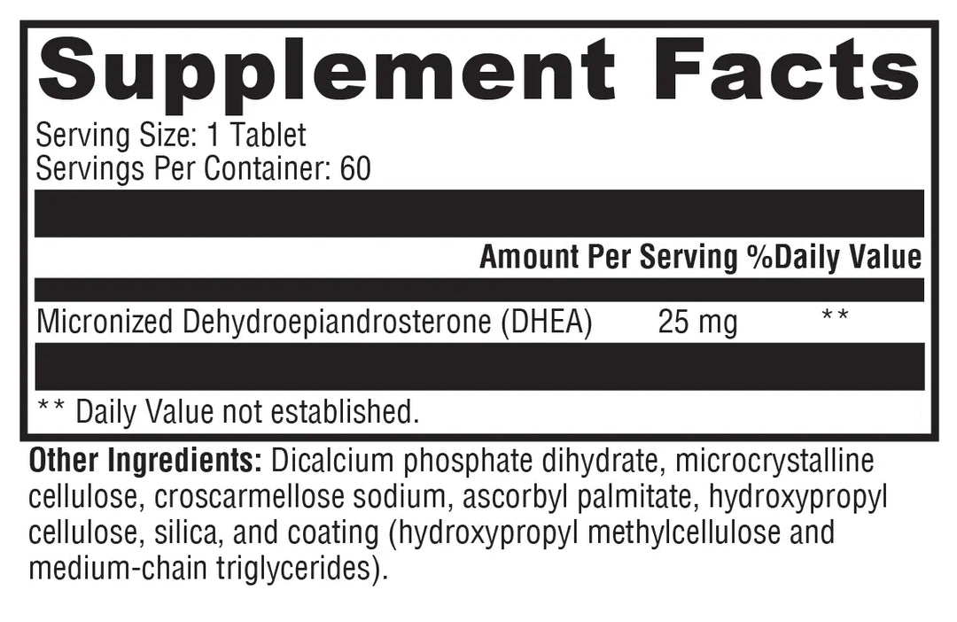 DHEA Micronized 25mg 60 Tablets XYMOGEN