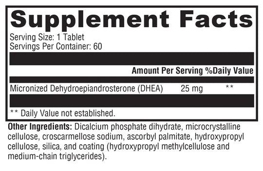 DHEA Micronized 25mg 60 Tablets XYMOGEN