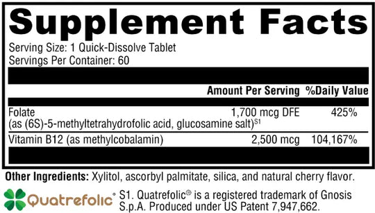5-MTHF Plus B12 Cherry 60 Tablets XYMOGEN