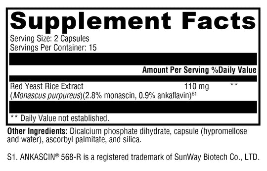 Red Yeast Rice 30 Capsules XYMOGEN