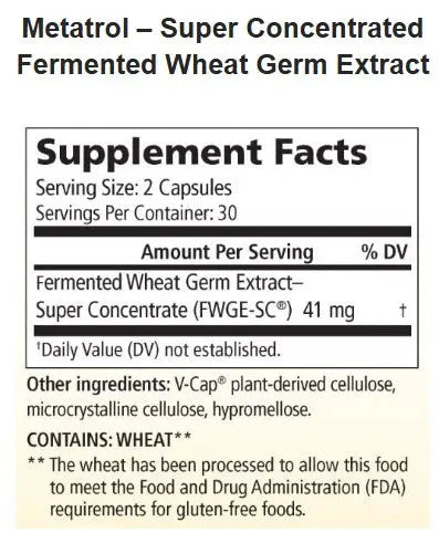 Fermented Wheat Germ Extract Supplement — Metatrol PRO 60 Capsules — American BioSciences