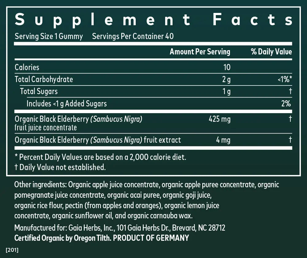 GaiaKids Black Elderberry Kids Daily Gummies 40 Gummies Gaia Herbs