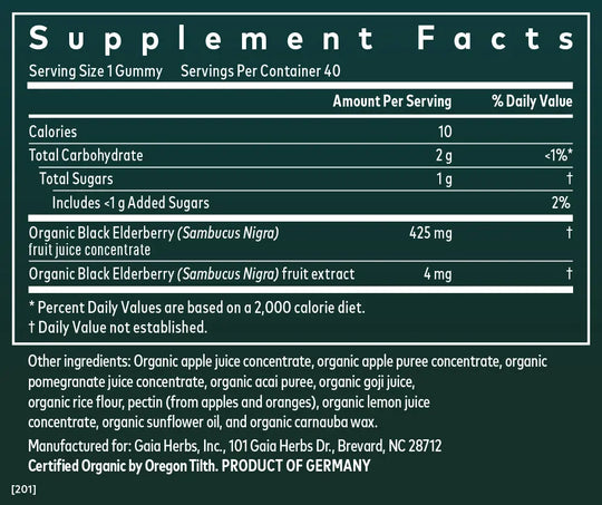 GaiaKids Black Elderberry Kids Daily Gummies 40 Gummies Gaia Herbs