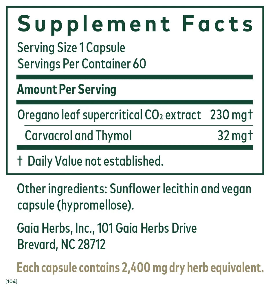 Oil of Oregano 60 Capsules Gaia Herbs