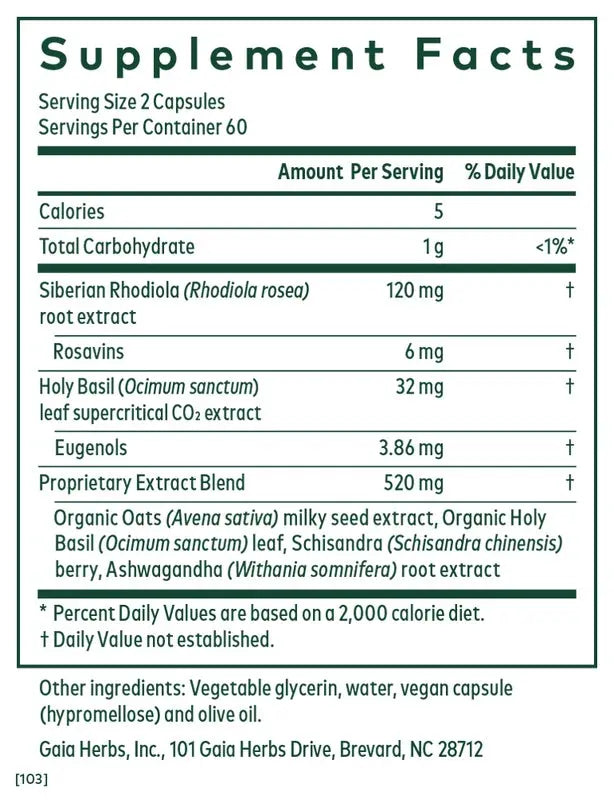 Daytime HPA 120 Capsules Gaia Herbs