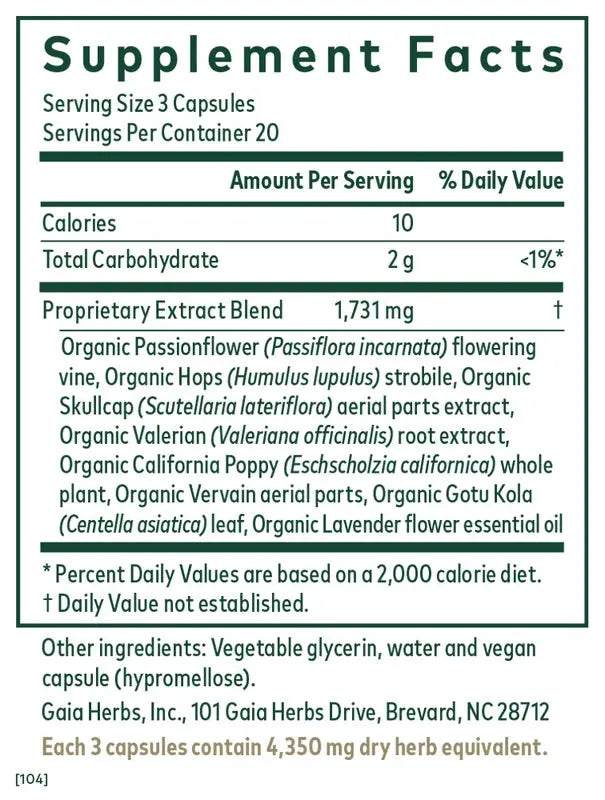 Sleep Formula 60 Capsules Gaia Herbs