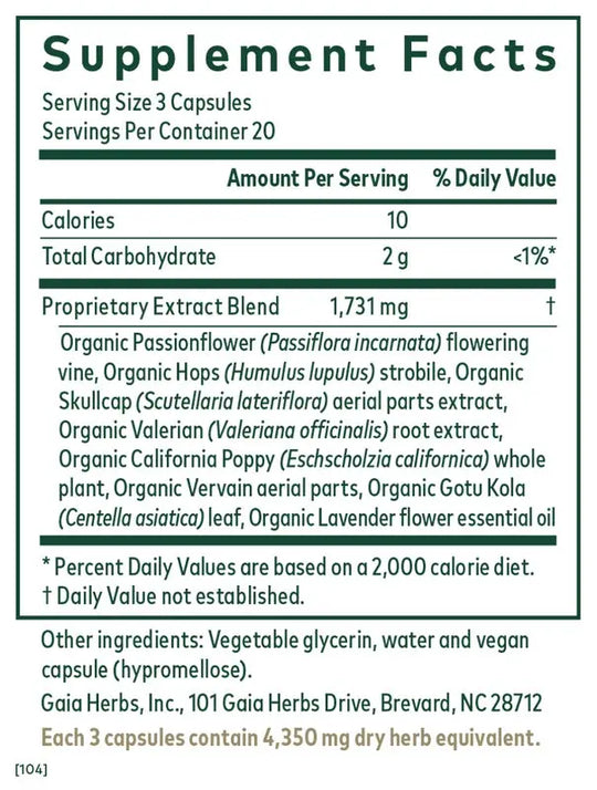 Sleep Formula 60 Capsules Gaia Herbs