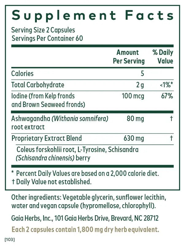 Thyroid Formula 120 Capsules Gaia Herbs
