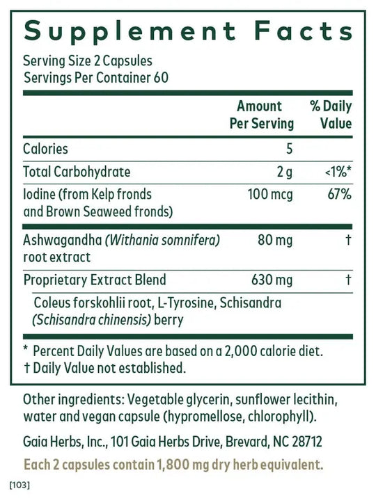 Thyroid Formula 120 Capsules Gaia Herbs
